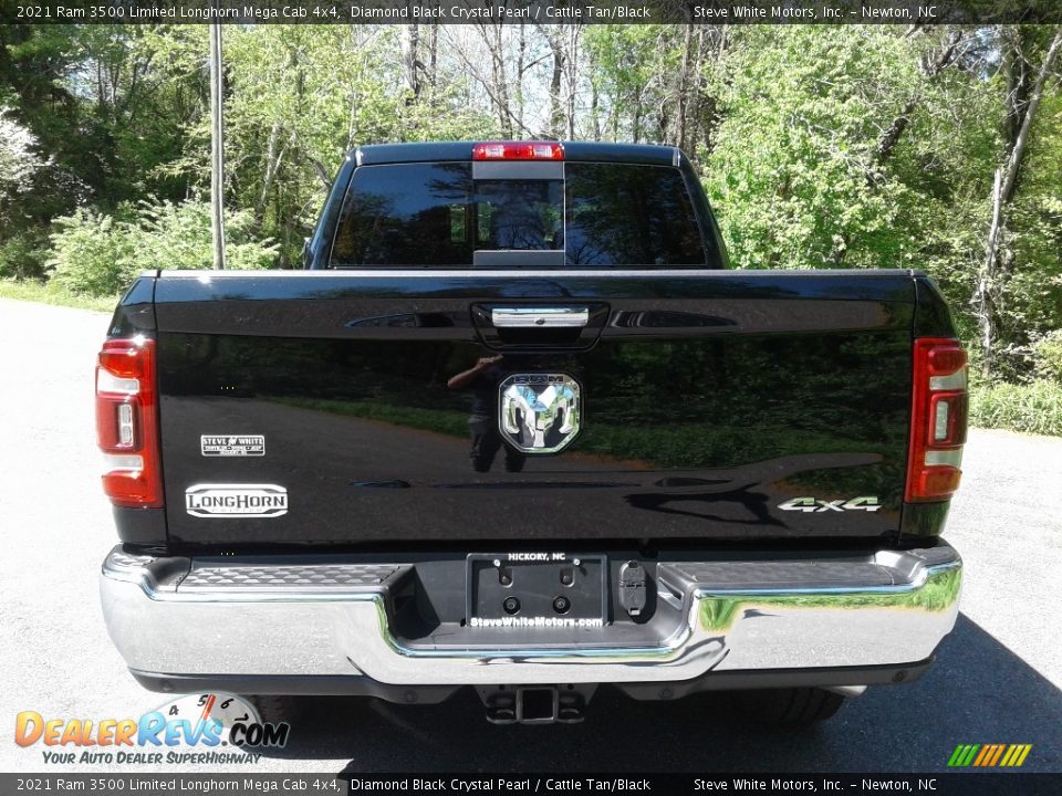 2021 Ram 3500 Limited Longhorn Mega Cab 4x4 Diamond Black Crystal Pearl / Cattle Tan/Black Photo #8