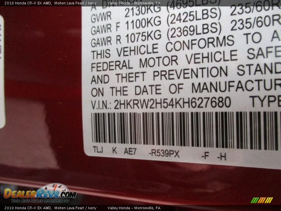 2019 Honda CR-V EX AWD Molten Lava Pearl / Ivory Photo #19