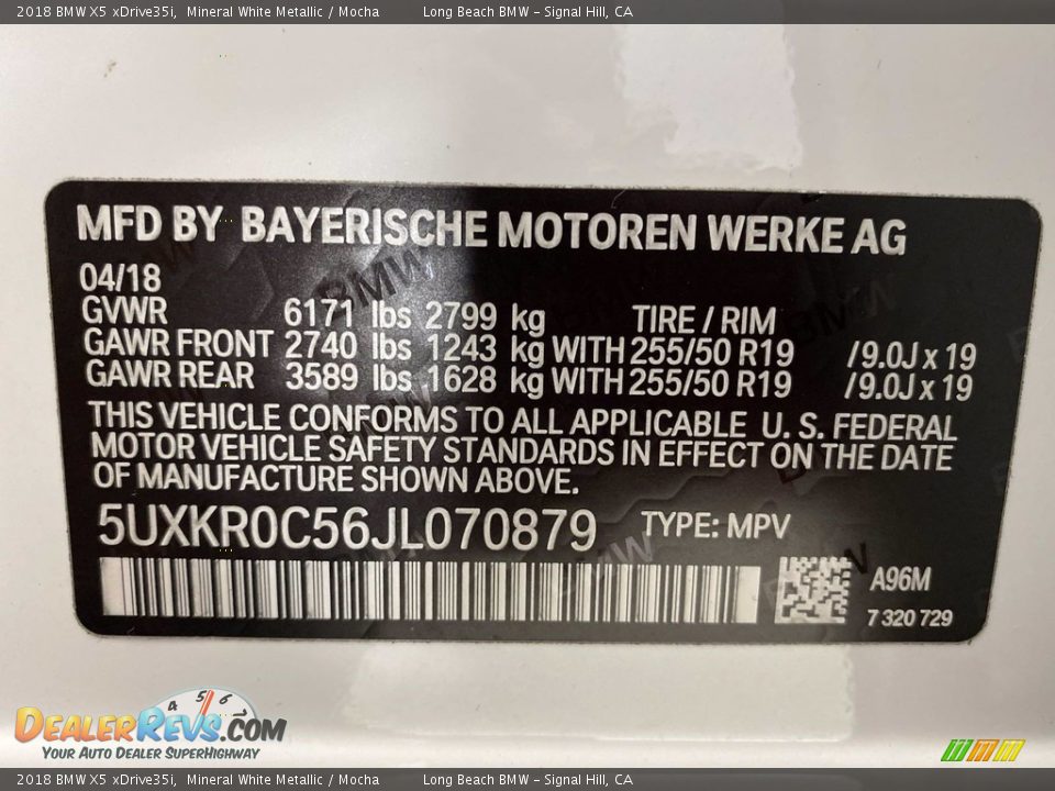 2018 BMW X5 xDrive35i Mineral White Metallic / Mocha Photo #35