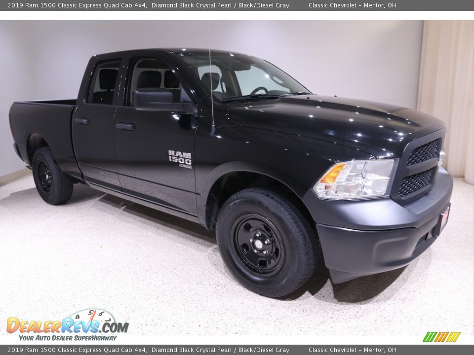 2019 Ram 1500 Classic Express Quad Cab 4x4 Diamond Black Crystal Pearl / Black/Diesel Gray Photo #1