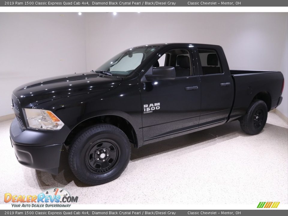 2019 Ram 1500 Classic Express Quad Cab 4x4 Diamond Black Crystal Pearl / Black/Diesel Gray Photo #3