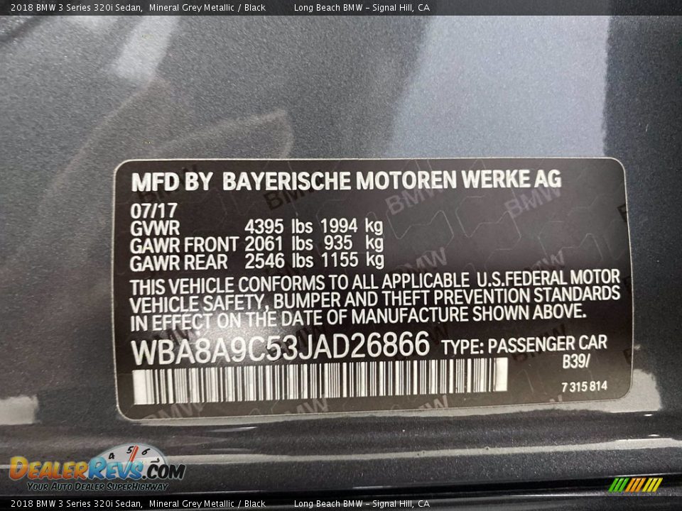 2018 BMW 3 Series 320i Sedan Mineral Grey Metallic / Black Photo #36