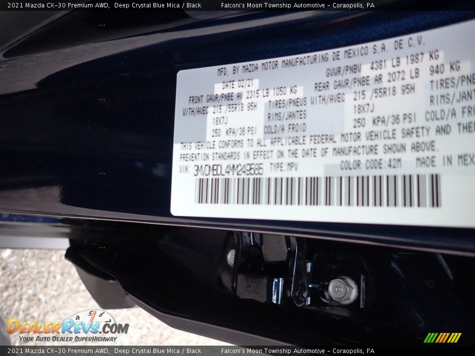 2021 Mazda CX-30 Premium AWD Deep Crystal Blue Mica / Black Photo #12