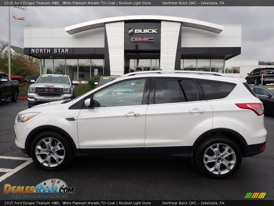 2015 Ford Escape Titanium 4WD White Platinum Metallic Tri-Coat / Medium Light Stone Photo #14