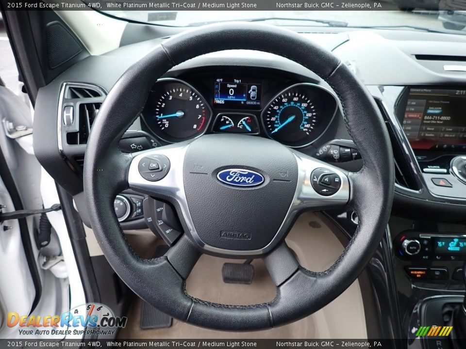 2015 Ford Escape Titanium 4WD White Platinum Metallic Tri-Coat / Medium Light Stone Photo #22