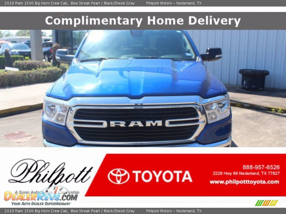 2019 Ram 1500 Big Horn Crew Cab Blue Streak Pearl / Black/Diesel Gray Photo #1