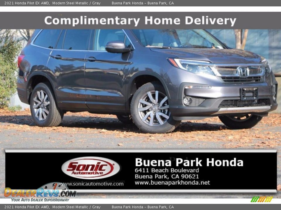 2021 Honda Pilot EX AWD Modern Steel Metallic / Gray Photo #1