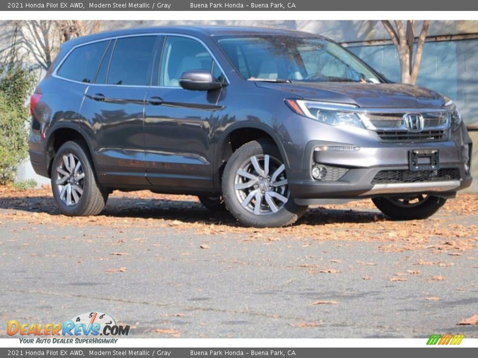 2021 Honda Pilot EX AWD Modern Steel Metallic / Gray Photo #2