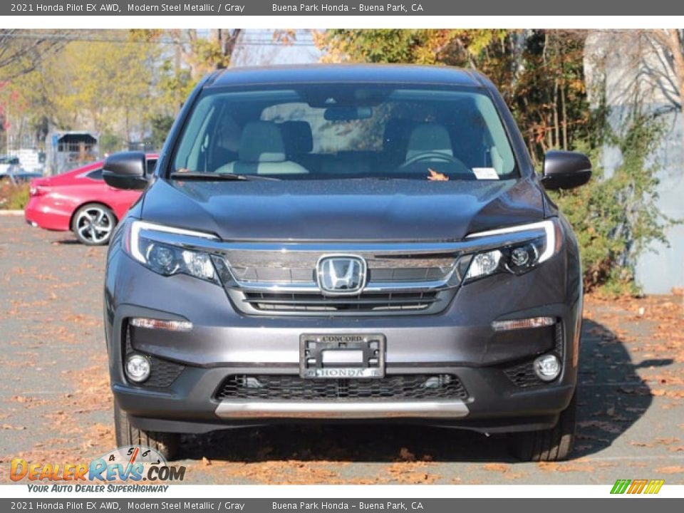 2021 Honda Pilot EX AWD Modern Steel Metallic / Gray Photo #3