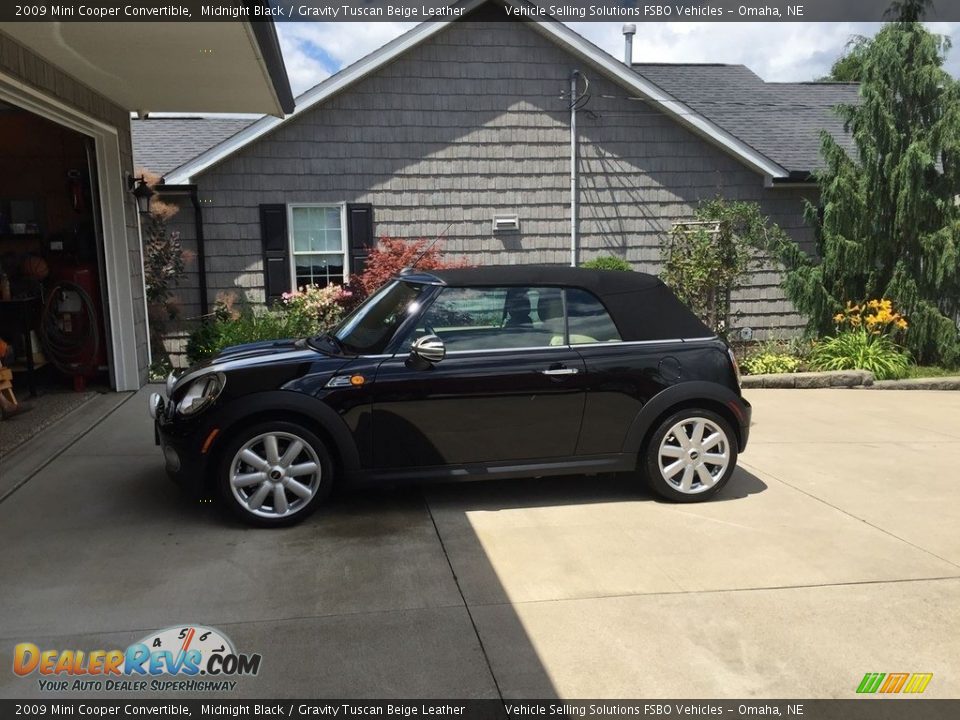 2009 Mini Cooper Convertible Midnight Black / Gravity Tuscan Beige Leather Photo #1