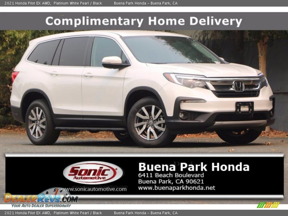 2021 Honda Pilot EX AWD Platinum White Pearl / Black Photo #1