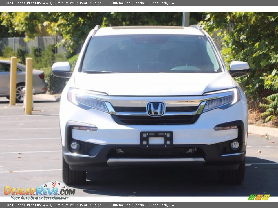 2021 Honda Pilot Elite AWD Platinum White Pearl / Beige Photo #4