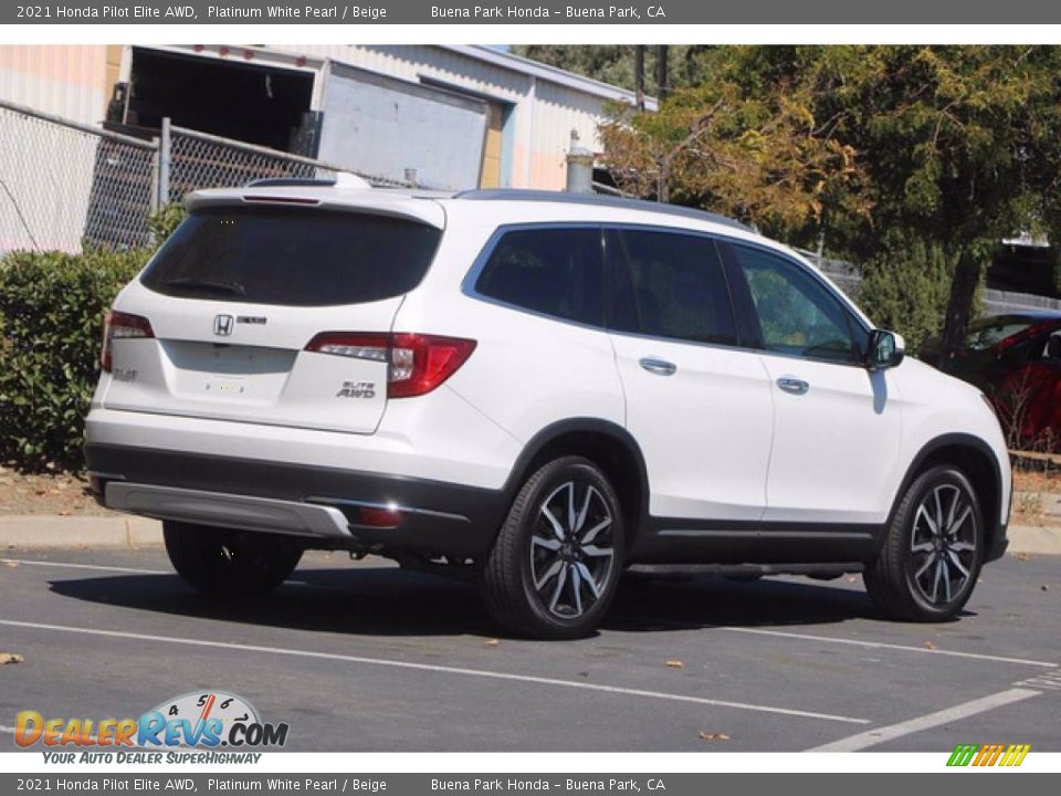 2021 Honda Pilot Elite AWD Platinum White Pearl / Beige Photo #6