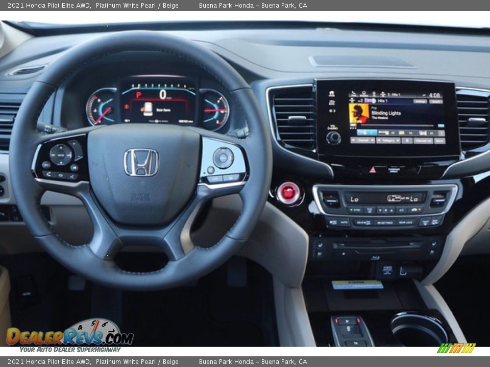 2021 Honda Pilot Elite AWD Platinum White Pearl / Beige Photo #14