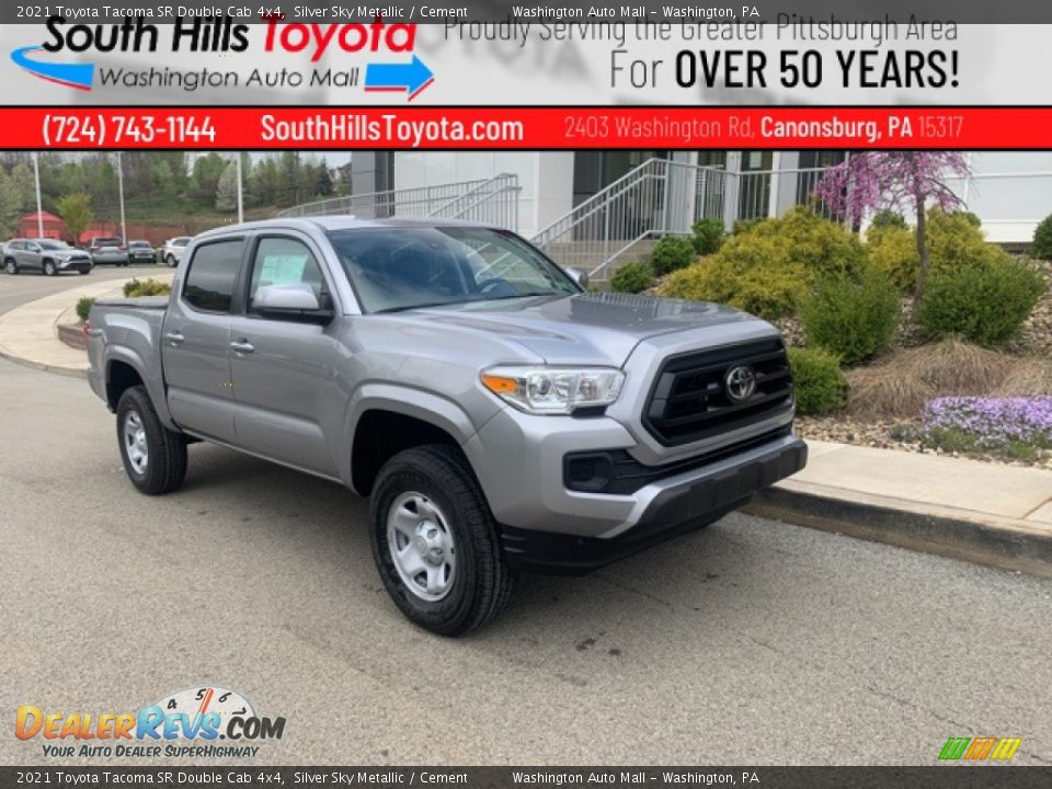 2021 Toyota Tacoma SR Double Cab 4x4 Silver Sky Metallic / Cement Photo #1