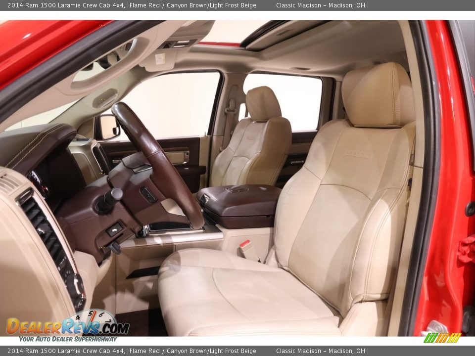 2014 Ram 1500 Laramie Crew Cab 4x4 Flame Red / Canyon Brown/Light Frost Beige Photo #5