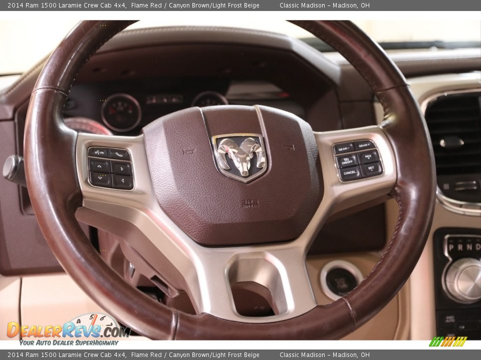2014 Ram 1500 Laramie Crew Cab 4x4 Flame Red / Canyon Brown/Light Frost Beige Photo #7
