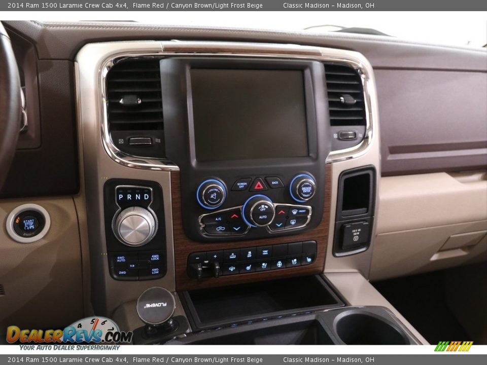 2014 Ram 1500 Laramie Crew Cab 4x4 Flame Red / Canyon Brown/Light Frost Beige Photo #9