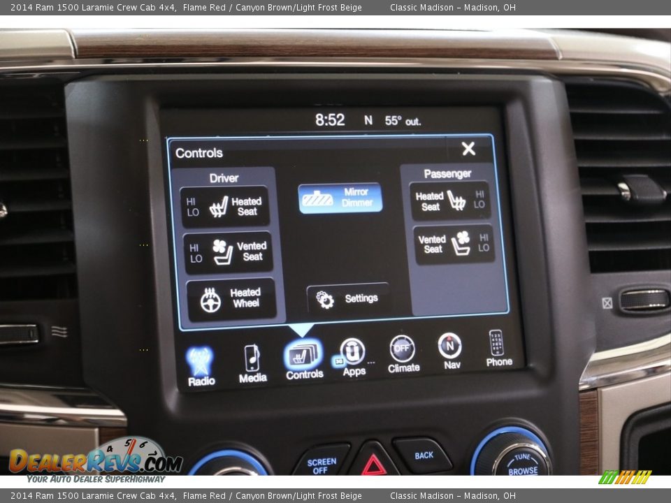 2014 Ram 1500 Laramie Crew Cab 4x4 Flame Red / Canyon Brown/Light Frost Beige Photo #11