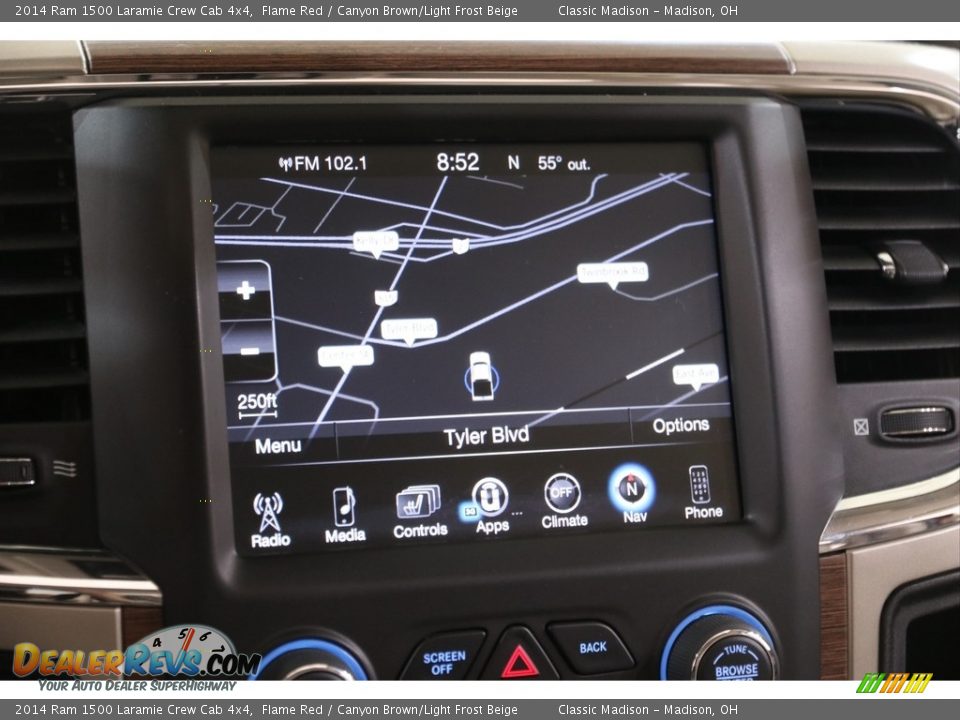 2014 Ram 1500 Laramie Crew Cab 4x4 Flame Red / Canyon Brown/Light Frost Beige Photo #13