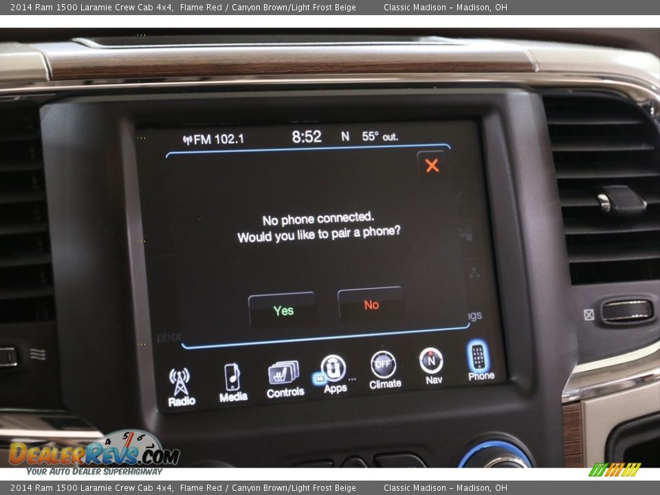 2014 Ram 1500 Laramie Crew Cab 4x4 Flame Red / Canyon Brown/Light Frost Beige Photo #14