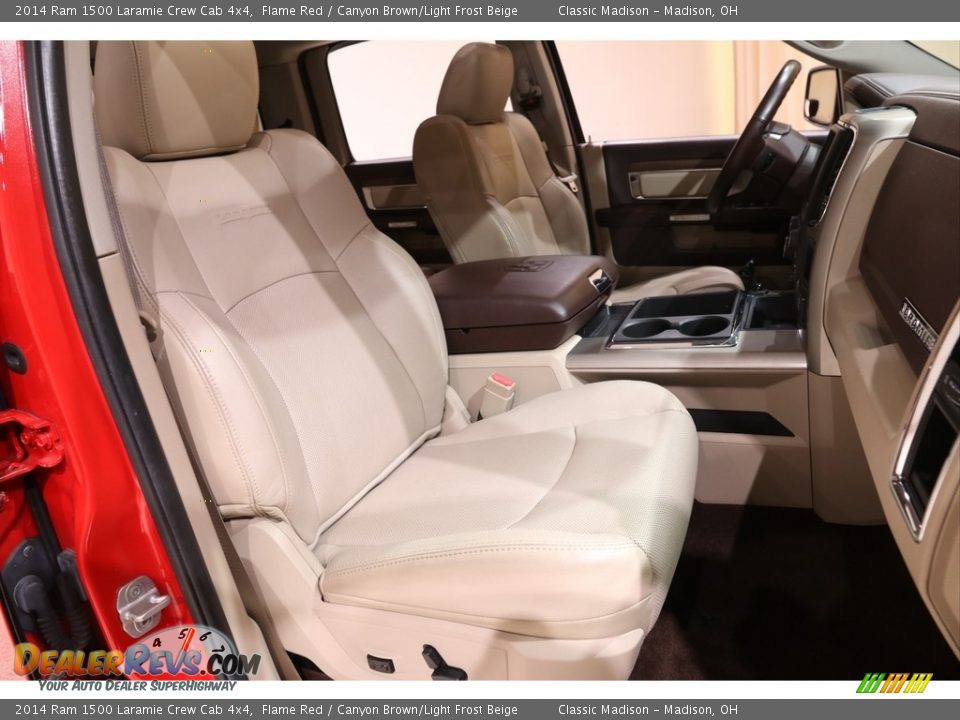 2014 Ram 1500 Laramie Crew Cab 4x4 Flame Red / Canyon Brown/Light Frost Beige Photo #16