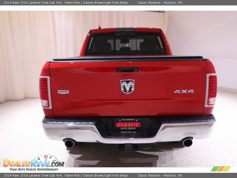 2014 Ram 1500 Laramie Crew Cab 4x4 Flame Red / Canyon Brown/Light Frost Beige Photo #19