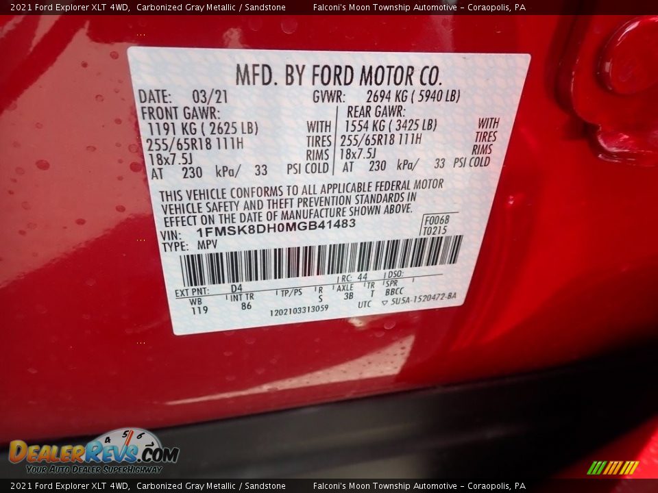 2021 Ford Explorer XLT 4WD Carbonized Gray Metallic / Sandstone Photo #13