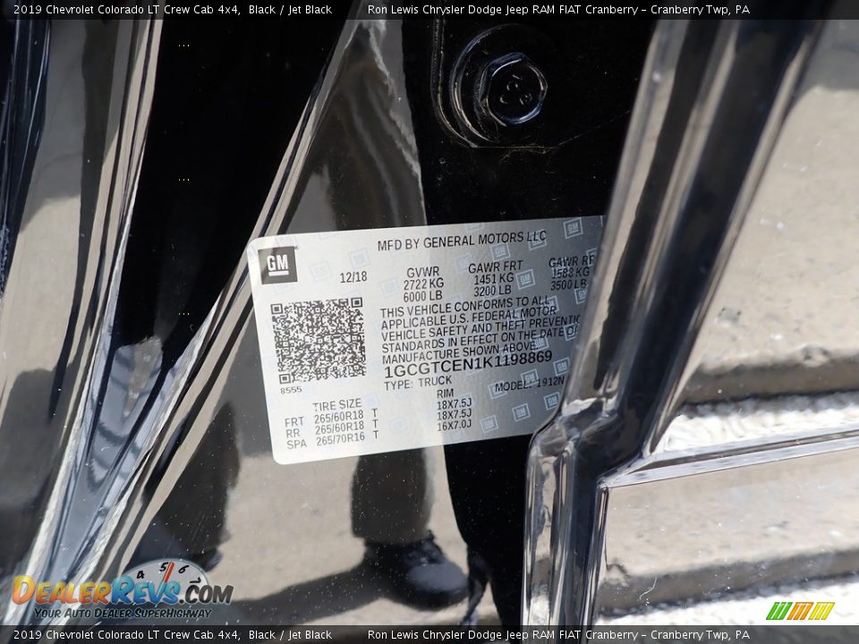 2019 Chevrolet Colorado LT Crew Cab 4x4 Black / Jet Black Photo #11