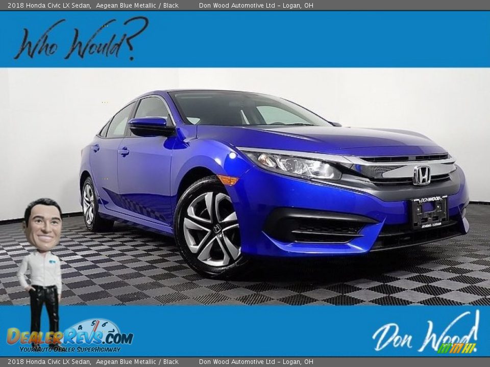2018 Honda Civic LX Sedan Aegean Blue Metallic / Black Photo #1