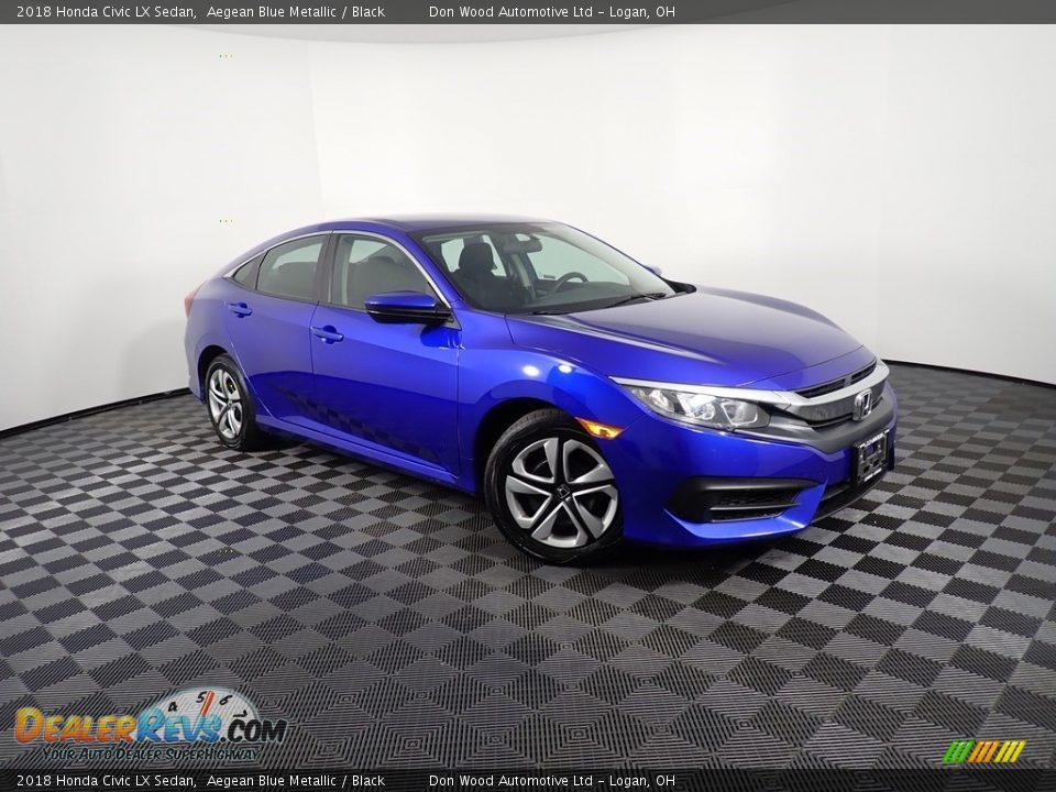 2018 Honda Civic LX Sedan Aegean Blue Metallic / Black Photo #3