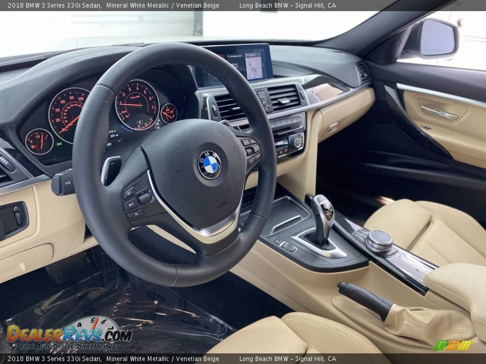 2018 BMW 3 Series 330i Sedan Mineral White Metallic / Venetian Beige Photo #16