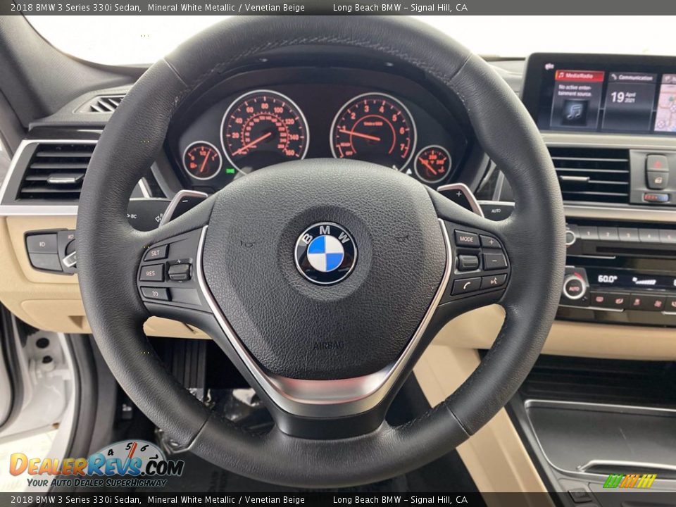 2018 BMW 3 Series 330i Sedan Mineral White Metallic / Venetian Beige Photo #18