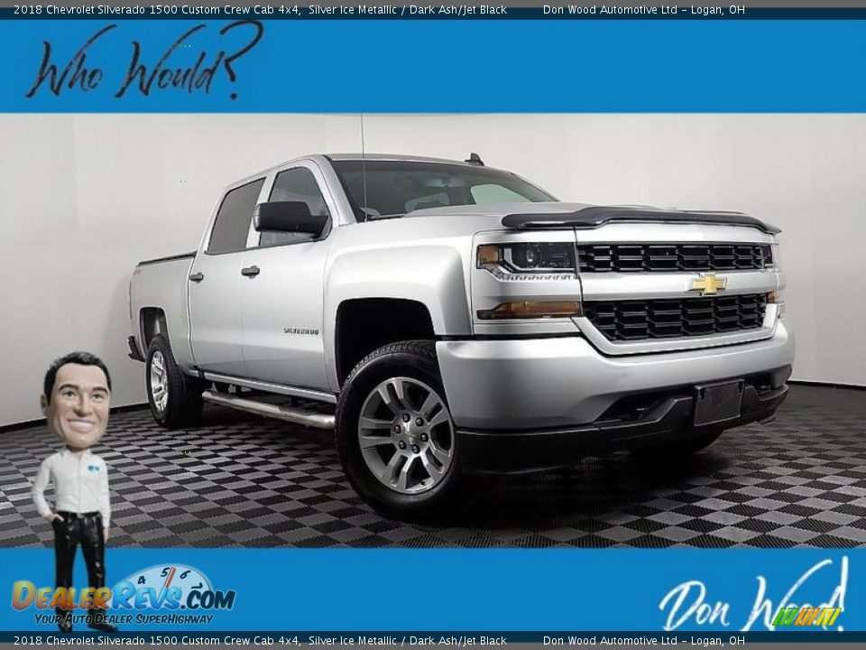 2018 Chevrolet Silverado 1500 Custom Crew Cab 4x4 Silver Ice Metallic / Dark Ash/Jet Black Photo #1