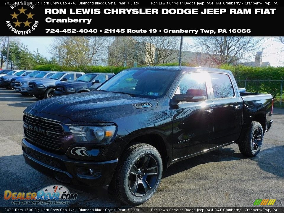 2021 Ram 1500 Big Horn Crew Cab 4x4 Diamond Black Crystal Pearl / Black Photo #1