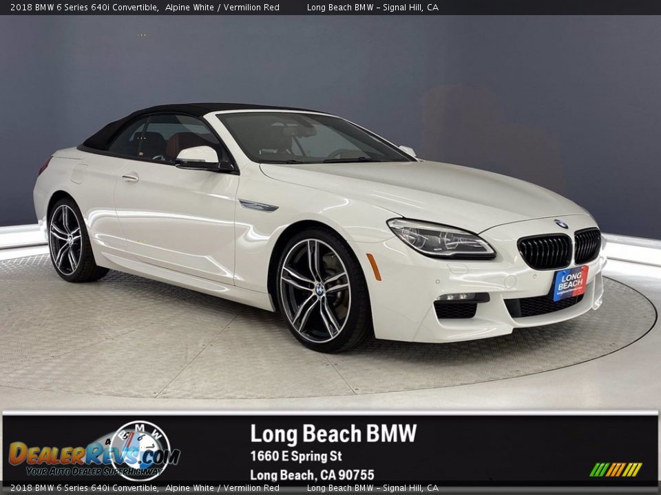 2018 BMW 6 Series 640i Convertible Alpine White / Vermilion Red Photo #1