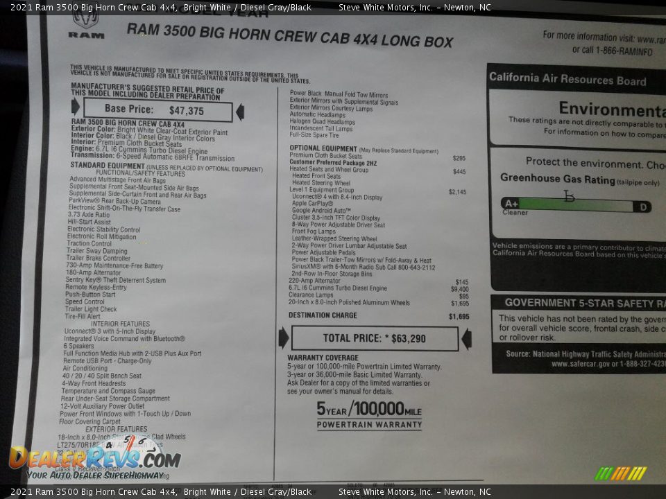 2021 Ram 3500 Big Horn Crew Cab 4x4 Bright White / Diesel Gray/Black Photo #31