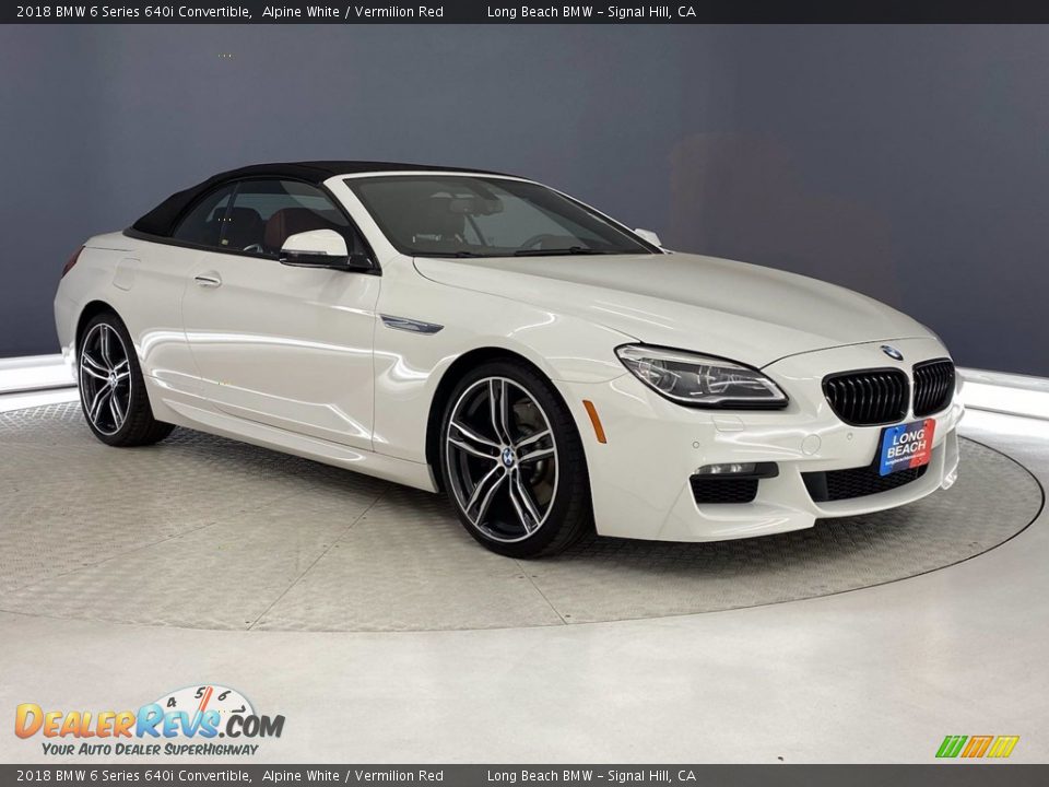 2018 BMW 6 Series 640i Convertible Alpine White / Vermilion Red Photo #36