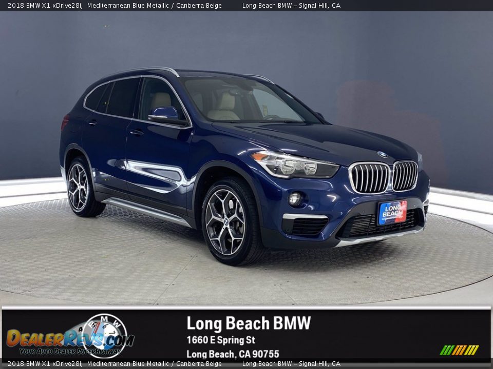 2018 BMW X1 xDrive28i Mediterranean Blue Metallic / Canberra Beige Photo #1