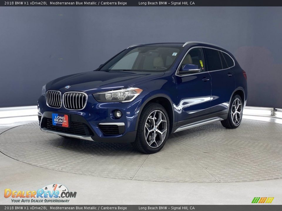 2018 BMW X1 xDrive28i Mediterranean Blue Metallic / Canberra Beige Photo #3