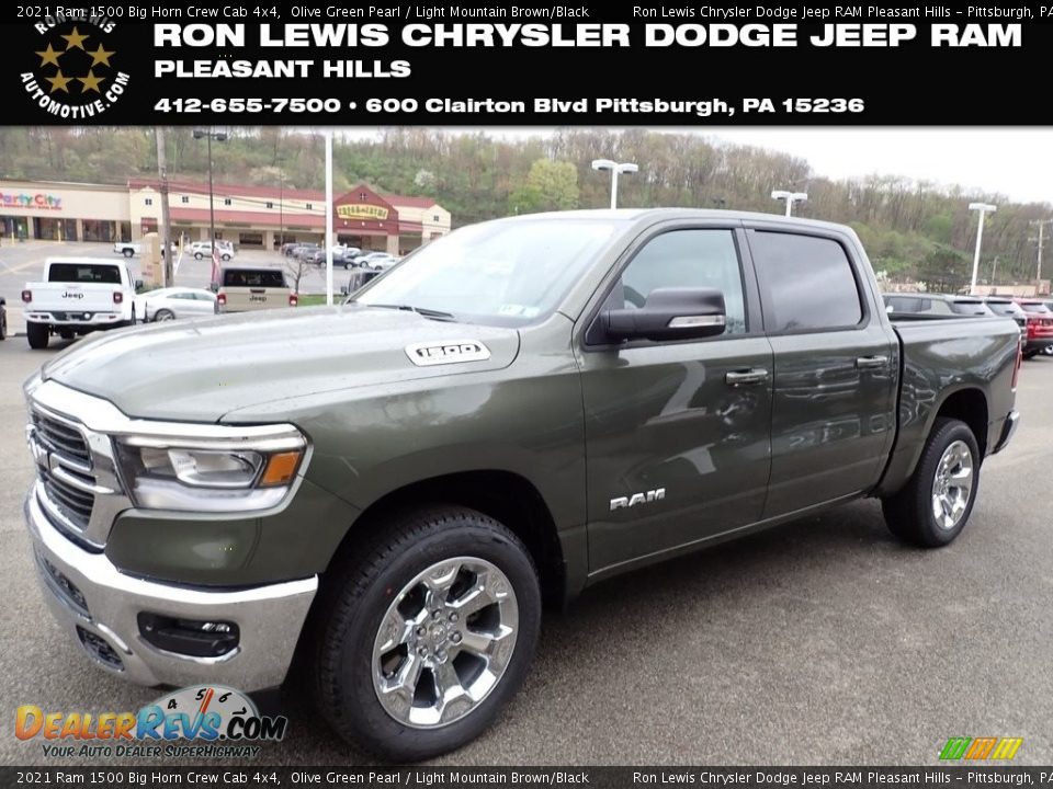 2021 Ram 1500 Big Horn Crew Cab 4x4 Olive Green Pearl / Light Mountain Brown/Black Photo #1