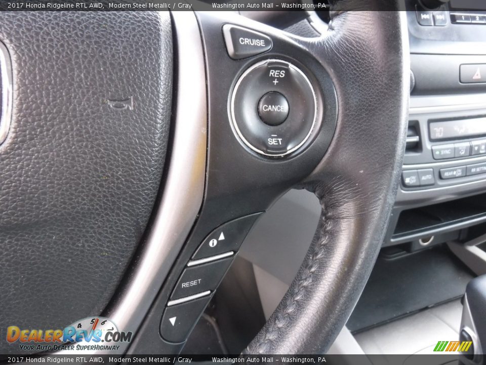 2017 Honda Ridgeline RTL AWD Modern Steel Metallic / Gray Photo #22