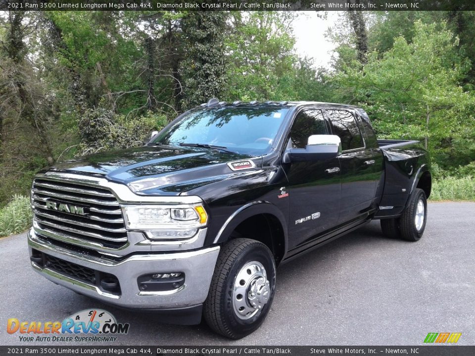 2021 Ram 3500 Limited Longhorn Mega Cab 4x4 Diamond Black Crystal Pearl / Cattle Tan/Black Photo #3