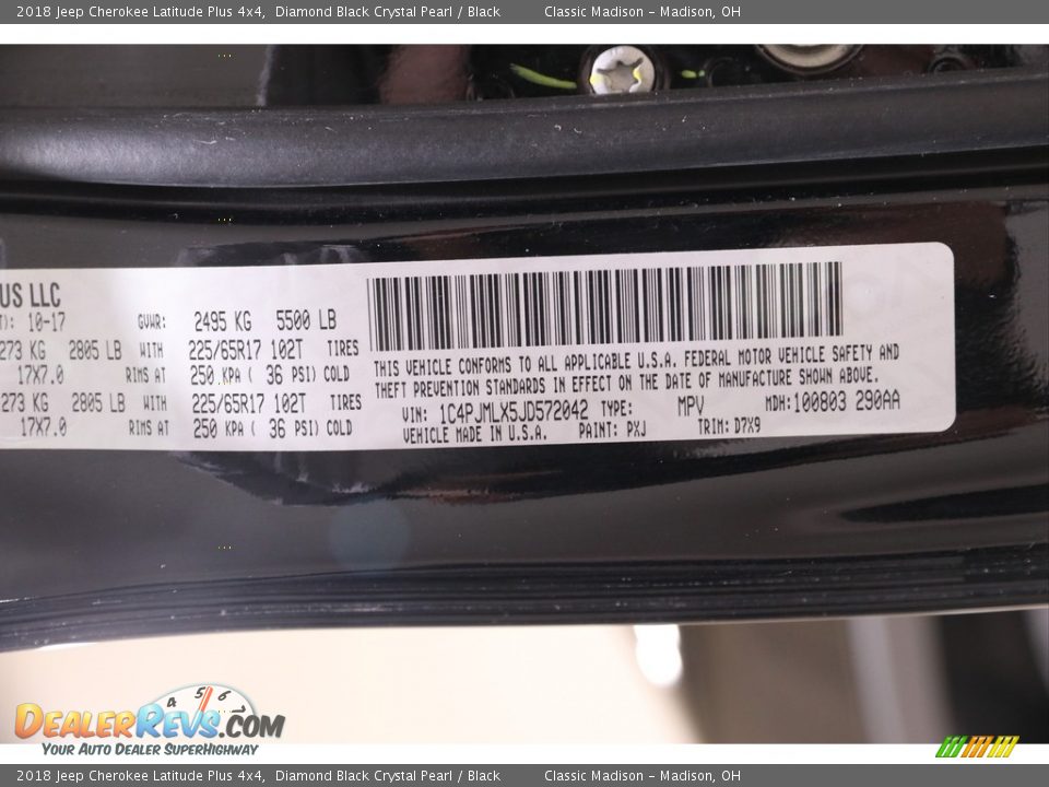 2018 Jeep Cherokee Latitude Plus 4x4 Diamond Black Crystal Pearl / Black Photo #21