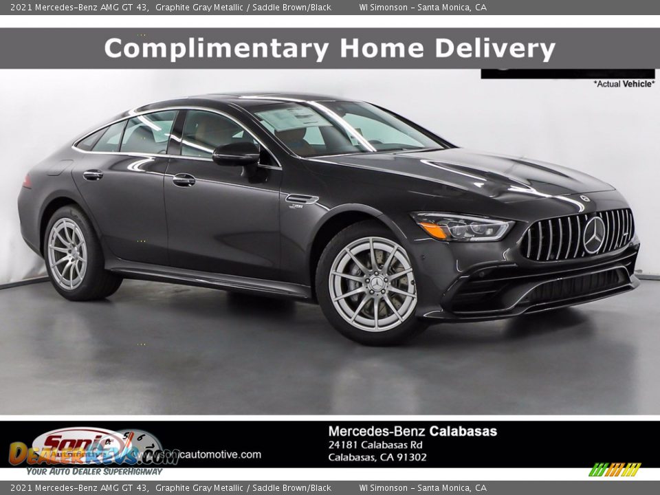 2021 Mercedes-Benz AMG GT 43 Graphite Gray Metallic / Saddle Brown/Black Photo #1