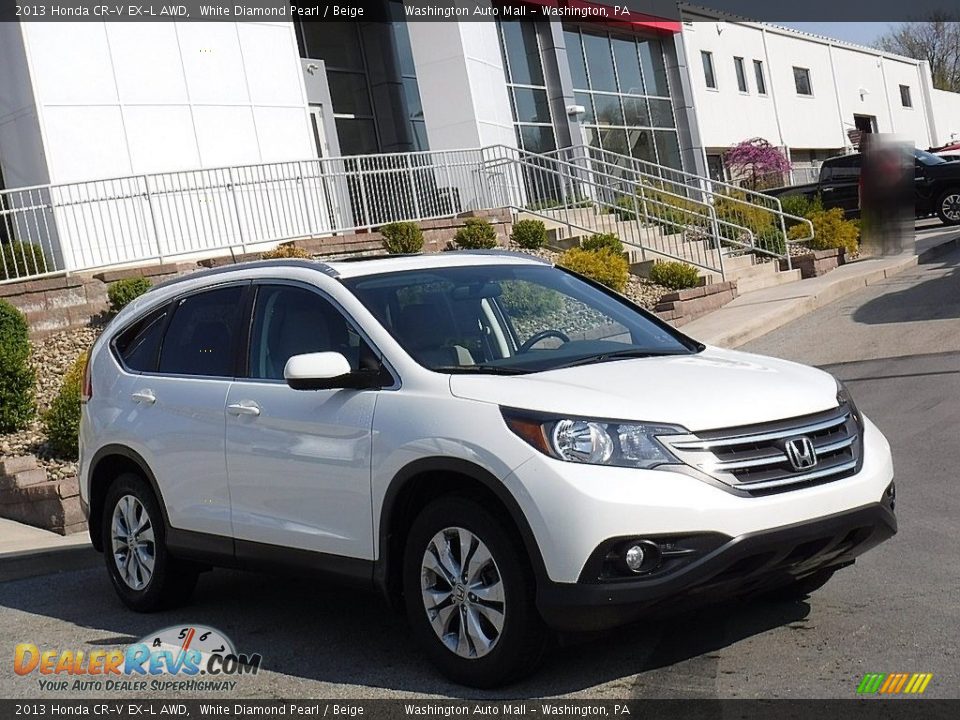 2013 Honda CR-V EX-L AWD White Diamond Pearl / Beige Photo #1