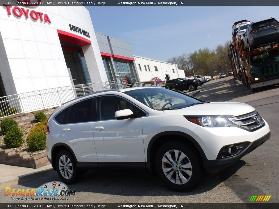 2013 Honda CR-V EX-L AWD White Diamond Pearl / Beige Photo #2