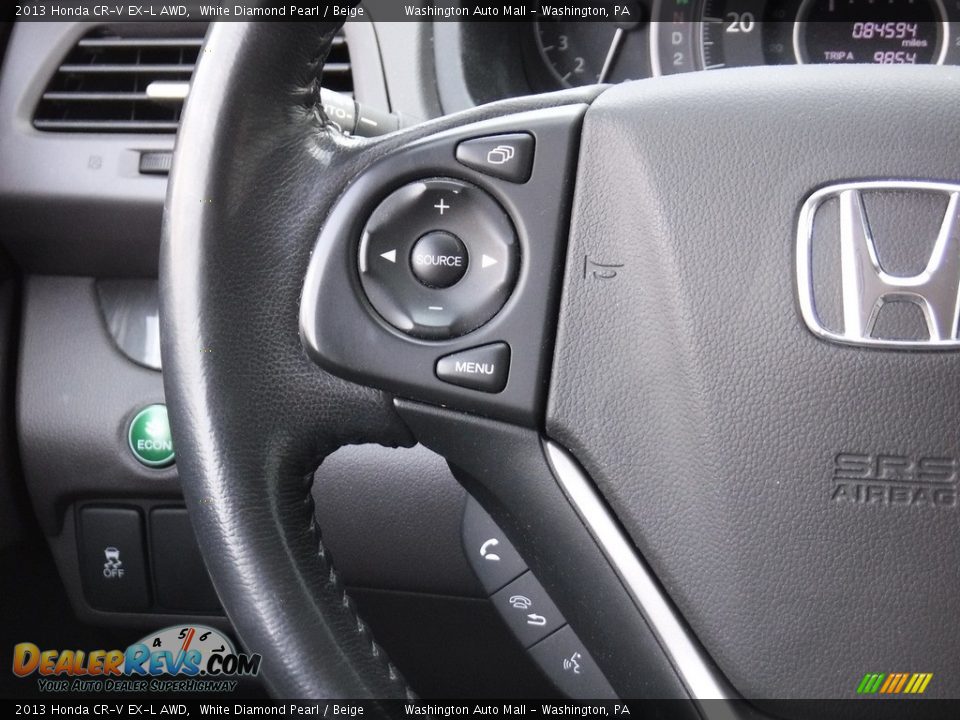 2013 Honda CR-V EX-L AWD White Diamond Pearl / Beige Photo #7