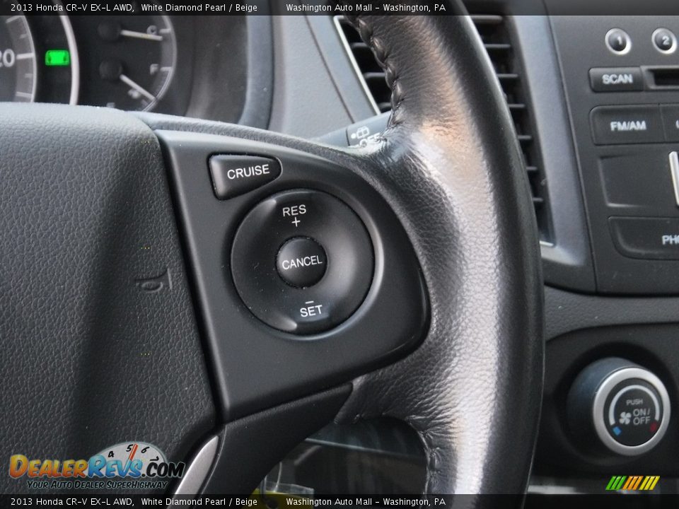 2013 Honda CR-V EX-L AWD White Diamond Pearl / Beige Photo #8