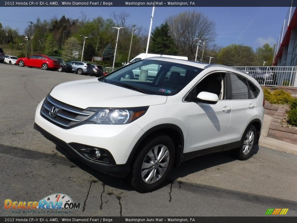 2013 Honda CR-V EX-L AWD White Diamond Pearl / Beige Photo #12